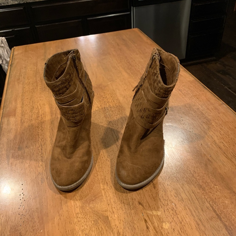 Saddle brown ankle booties